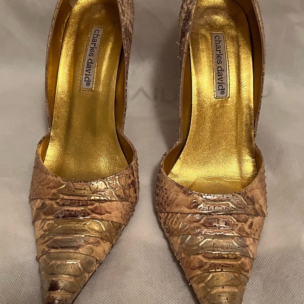 Charles David Python Snakeskin Metallic (Gold/Sil… - image 5